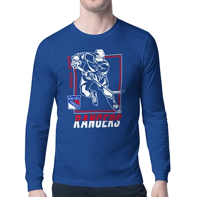 Men's Starter Blue New York Rangers Player Grid Long Sleeve T-Shirt