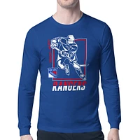 Men's Starter Blue New York Rangers Player Grid Long Sleeve T-Shirt