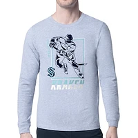 Men's Starter Heather Gray Seattle Kraken Player Grid Long Sleeve T-Shirt