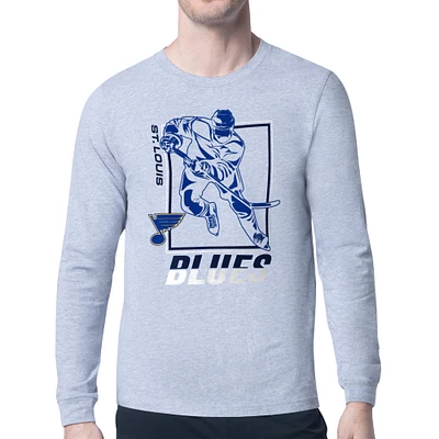 Men's Starter Heather Gray St. Louis Blues Player Grid Long Sleeve T-Shirt