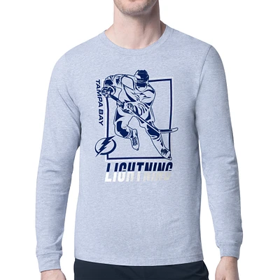 Men's Starter Heather Gray Tampa Bay Lightning Player Grid Long Sleeve T-Shirt