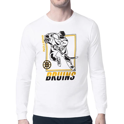 Men's Starter White Boston Bruins Player Grid Long Sleeve T-Shirt