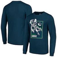 Men's Starter Blue Vancouver Canucks Player Grid Long Sleeve T-Shirt