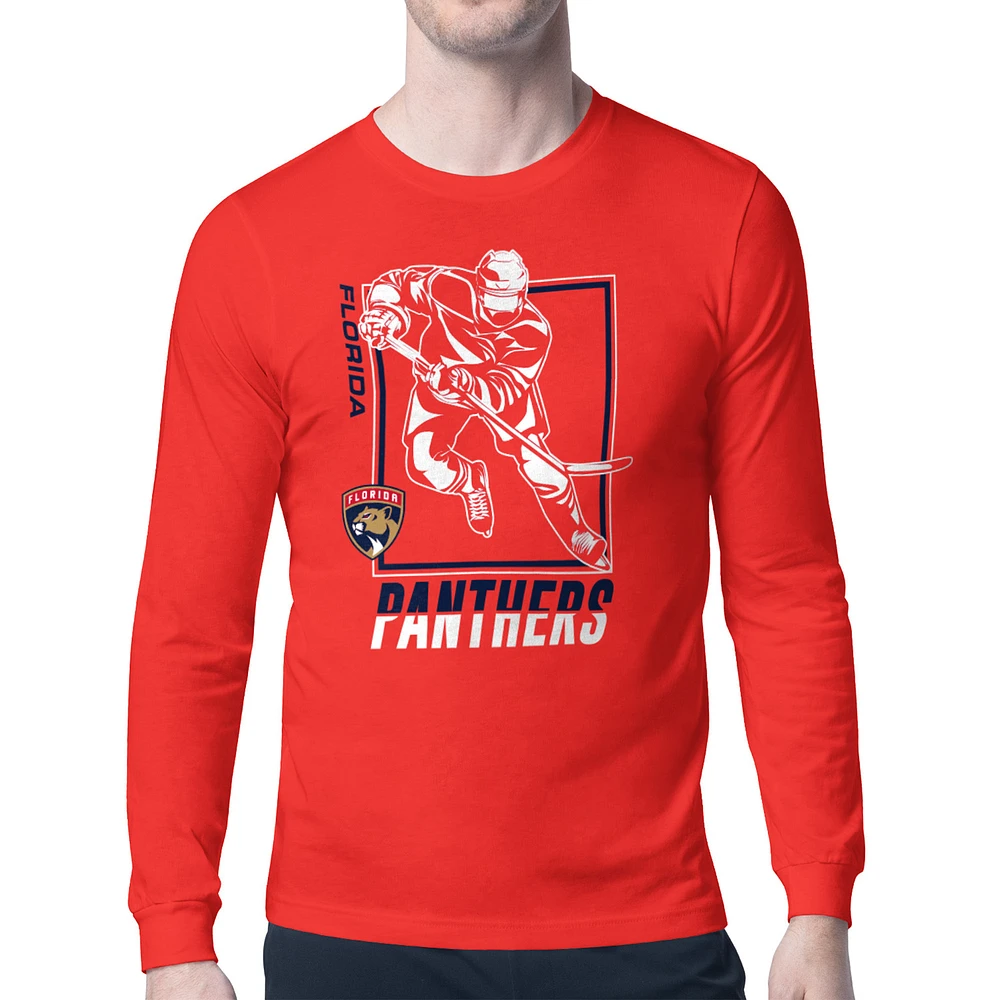 Men's Starter Red Florida Panthers Player Grid Long Sleeve T-Shirt