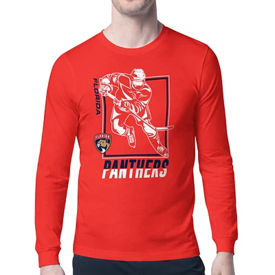 Men's Starter Red Florida Panthers Player Grid Long Sleeve T-Shirt
