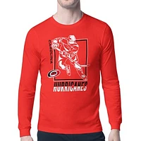 Men's Starter Red Carolina Hurricanes Player Grid Long Sleeve T-Shirt