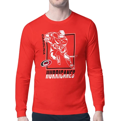 Men's Starter Red Carolina Hurricanes Player Grid Long Sleeve T-Shirt