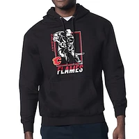 Men's Starter Black Calgary Flames Player Grid Fleece Pullover Hoodie