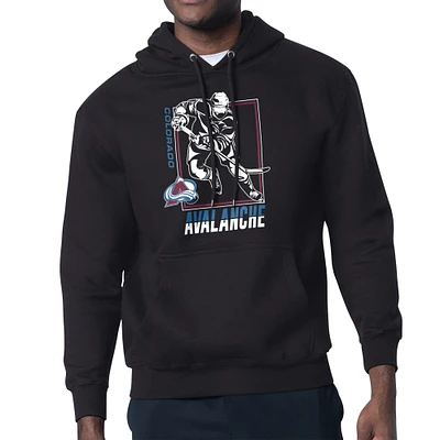 Men's Starter Black Colorado Avalanche Player Grid Fleece Pullover Hoodie