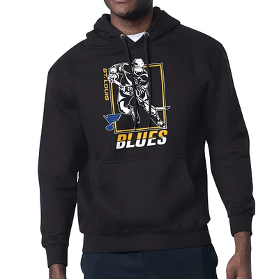 Men's Starter Black St. Louis Blues Player Grid Fleece Pullover Hoodie