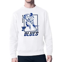 Men's Starter White St. Louis Blues Player Grid Fleece Pullover Sweatshirt