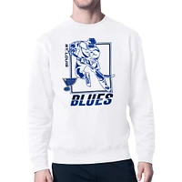 Men's Starter White St. Louis Blues Player Grid Fleece Pullover Sweatshirt