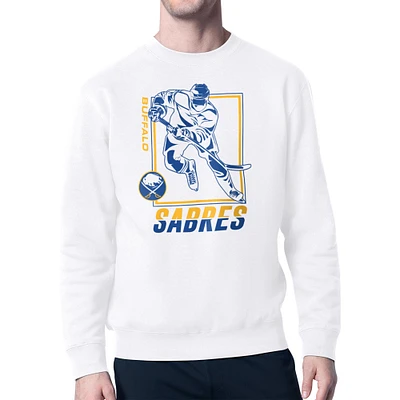 Men's Starter White Buffalo Sabres Player Grid Fleece Pullover Sweatshirt