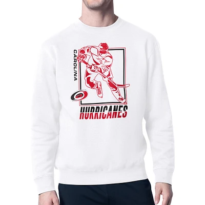 Men's Starter White Carolina Hurricanes Player Grid Fleece Pullover Sweatshirt