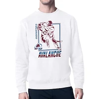 Men's Starter White Colorado Avalanche Player Grid Fleece Pullover Sweatshirt