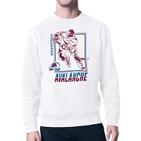 Men's Starter White Colorado Avalanche Player Grid Fleece Pullover Sweatshirt