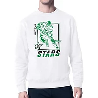 Men's Starter White Dallas Stars Player Grid Fleece Pullover Sweatshirt
