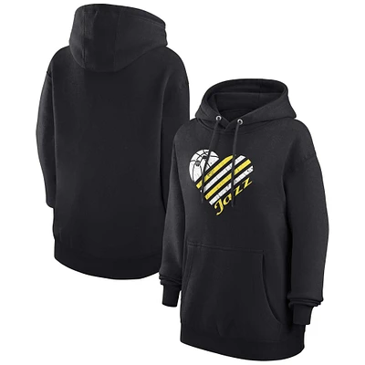 Women's G-III 4Her by Carl Banks  Black Utah Jazz Heart Pullover Hoodie