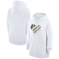 Women's G-III 4Her by Carl Banks  White Golden State Warriors Heart Pullover Hoodie