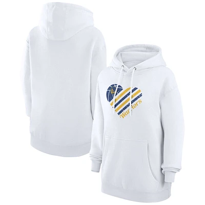 Women's G-III 4Her by Carl Banks  White Golden State Warriors Heart Pullover Hoodie