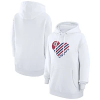 Women's G-III 4Her by Carl Banks  White LA Clippers Heart Pullover Hoodie