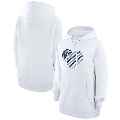 Women's G-III 4Her by Carl Banks  White Memphis Grizzlies Heart Pullover Hoodie