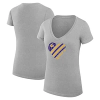 Women's G-III 4Her by Carl Banks  Heather Gray Los Angeles Lakers Heart V-Neck T-Shirt