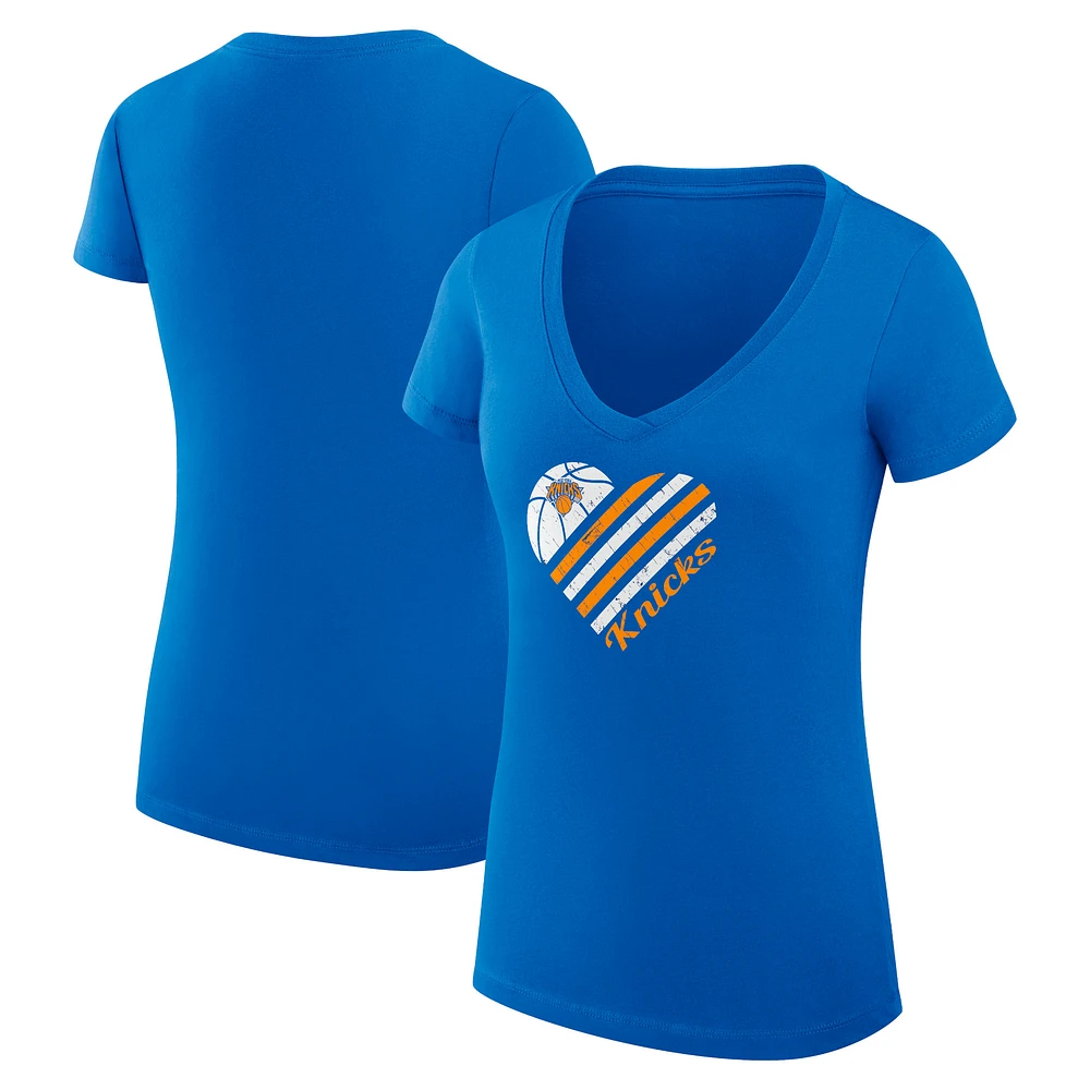 Women's G-III 4Her by Carl Banks New York Knicks Heart V-Neck T-Shirt
