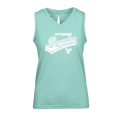 Women's Levelwear Mint Pittsburgh Penguins Paisley Sweep V-Neck Tank Top