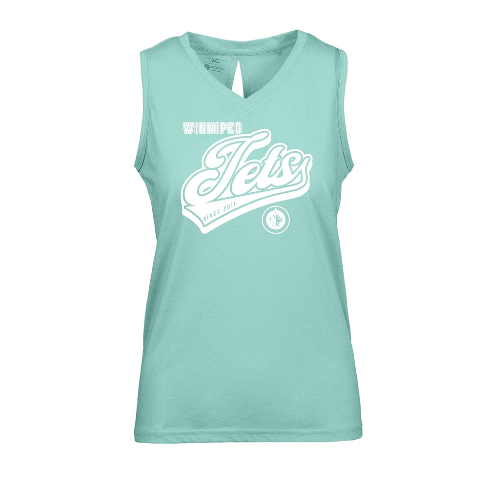 Women's Levelwear Mint Winnipeg Jets Paisley Sweep V-Neck Tank Top
