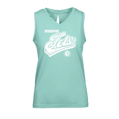 Women's Levelwear Mint Winnipeg Jets Paisley Sweep V-Neck Tank Top