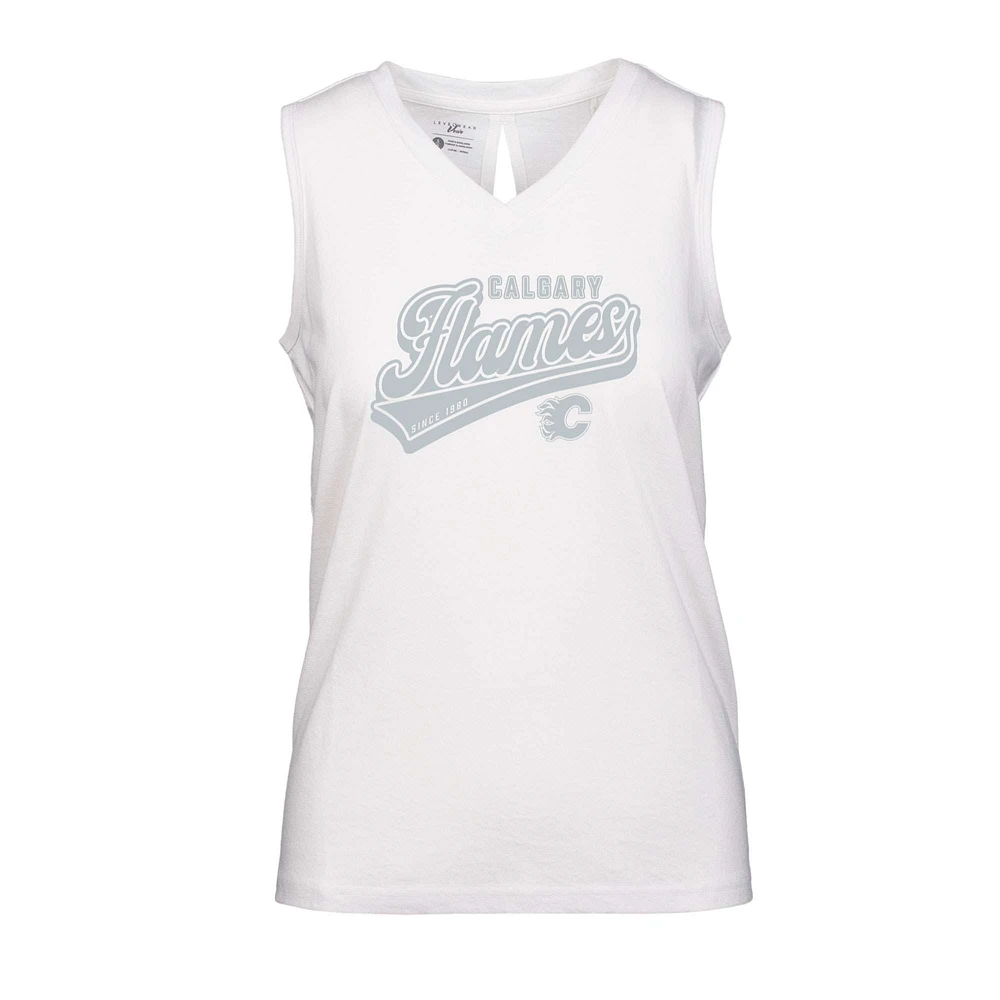 Women's Levelwear White Calgary Flames Paisley Sweep V-Neck Tank Top