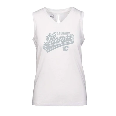 Women's Levelwear White Calgary Flames Paisley Sweep V-Neck Tank Top