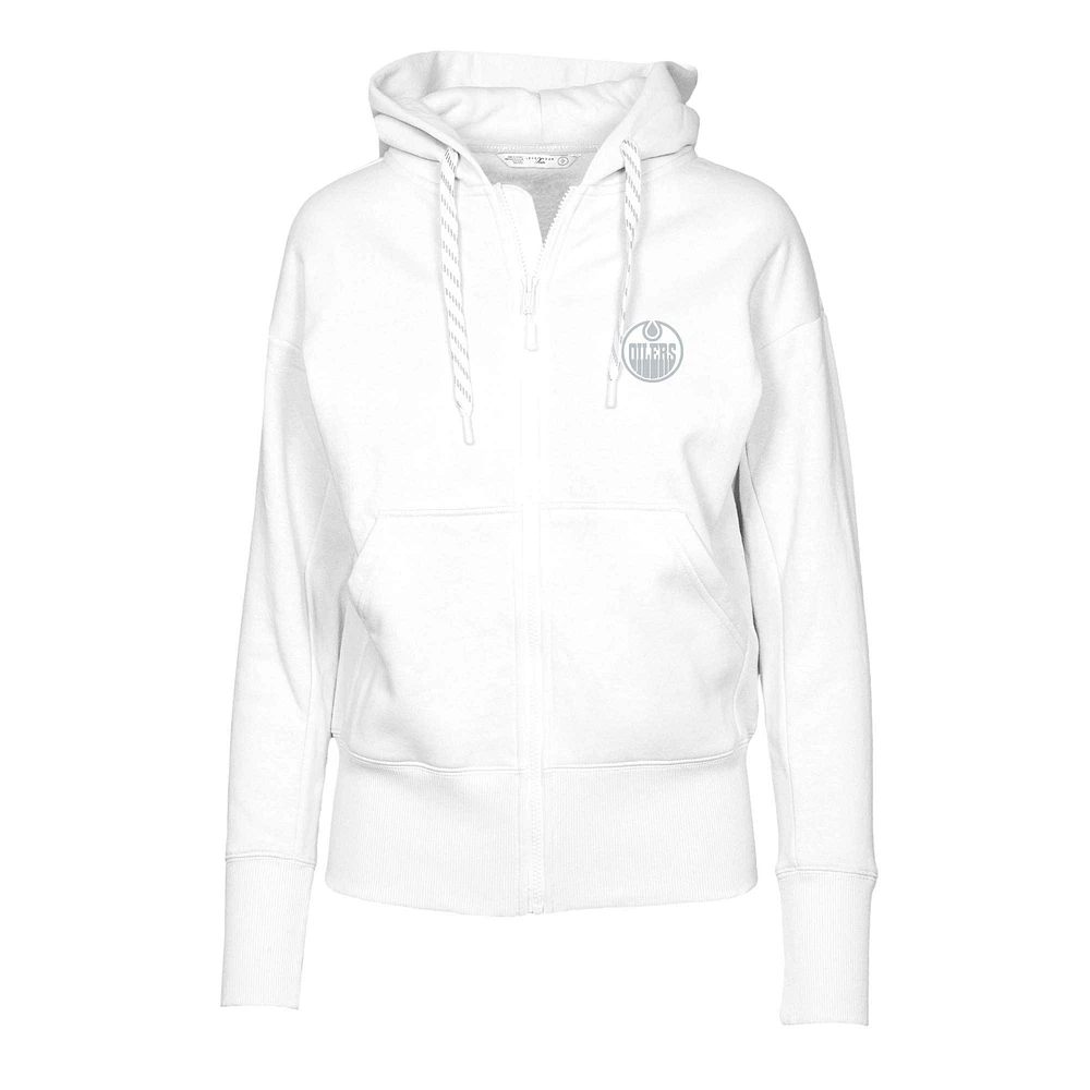 Women's Levelwear White Edmonton Oilers Gardinia Core Full-Zip Hoodie Jacket