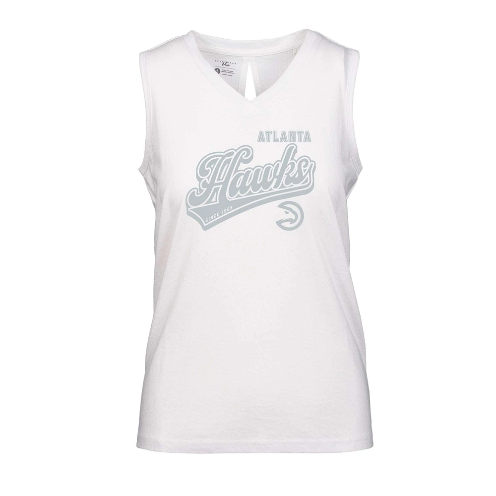 Women's Levelwear White Atlanta Hawks Paisley Sweep V-Neck Tank Top