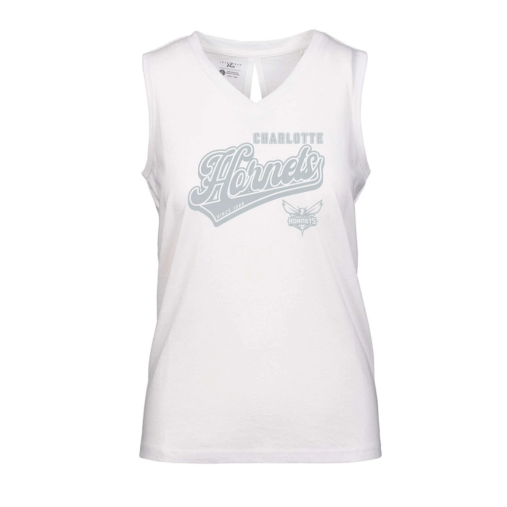 Women's Levelwear White Charlotte Hornets Paisley Sweep V-Neck Tank Top