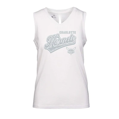 Women's Levelwear White Charlotte Hornets Paisley Sweep V-Neck Tank Top