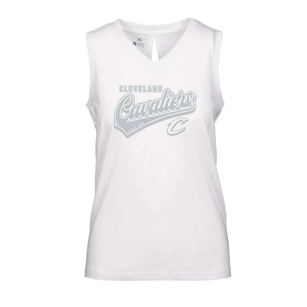 Women's Levelwear White Cleveland Cavaliers Paisley Sweep V-Neck Tank Top