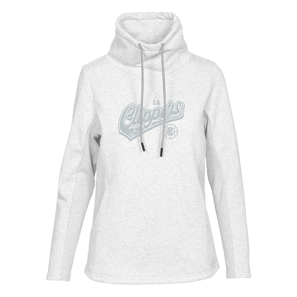 Women's Levelwear Cream LA Clippers Loop Sweep Pullover Sweatshirt