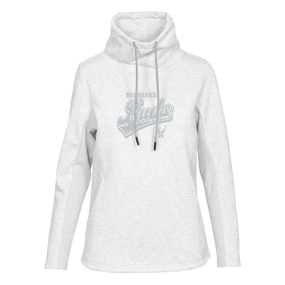 Women's Levelwear Cream Milwaukee Bucks Loop Sweep Pullover Sweatshirt