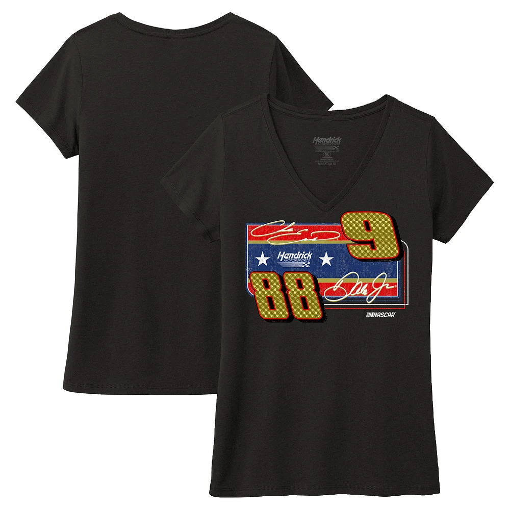 Women's  Black Hendrick Motorsports Tri-Blend V-Neck T-Shirt