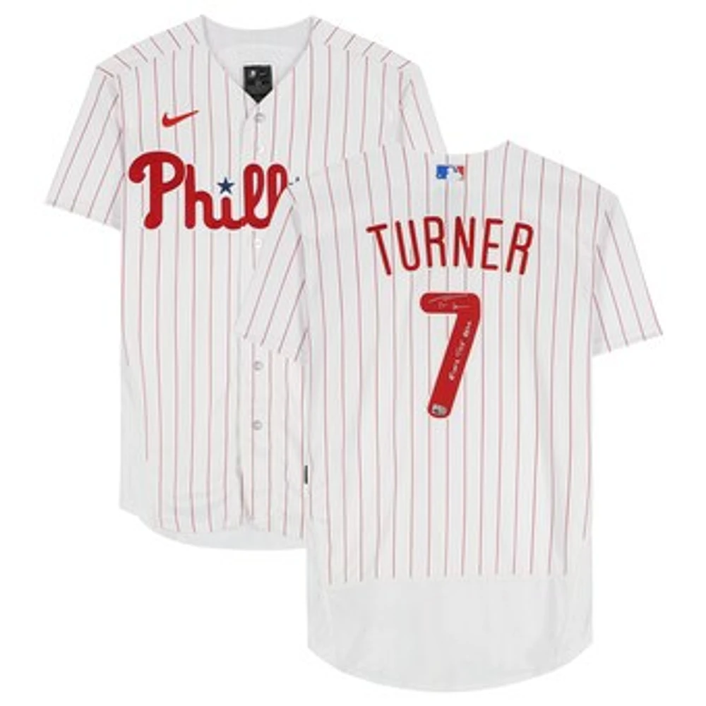 Trea Turner Philadelphia Phillies Autographed White Nike Authentic Jersey with "Ring the Bell" Inscription