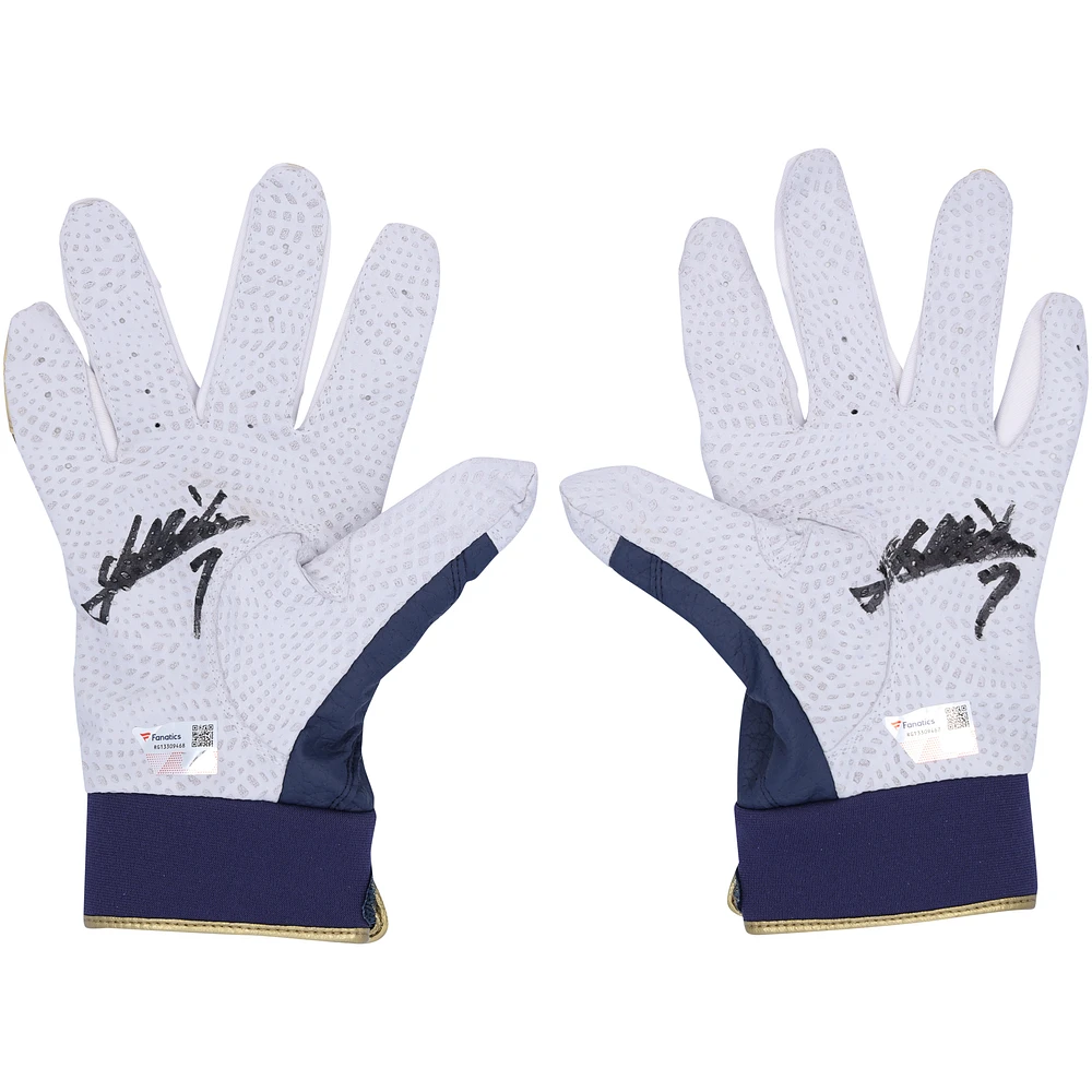 Masataka Yoshida Boston Red Sox Player-Issued Navy and Gold Batting Gloves from the 2023 MLB Season