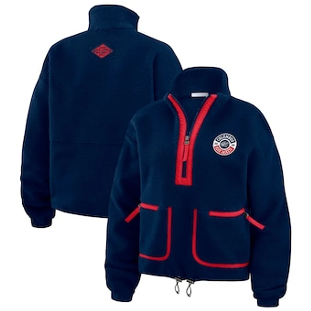 Women's WEAR by Erin Andrews  Navy Columbus Blue Jackets Polar Fleece Half-Zip Jacket