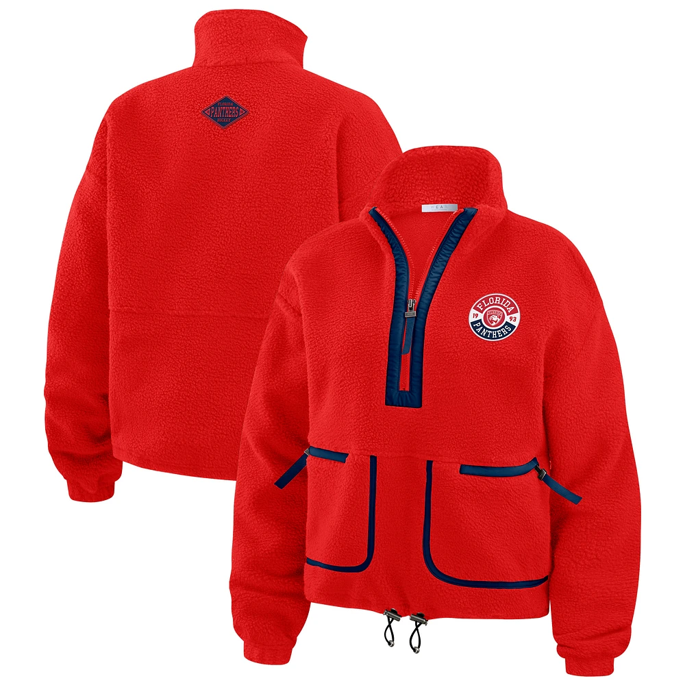 Women's WEAR by Erin Andrews  Red Florida Panthers Polar Fleece Half-Zip Jacket