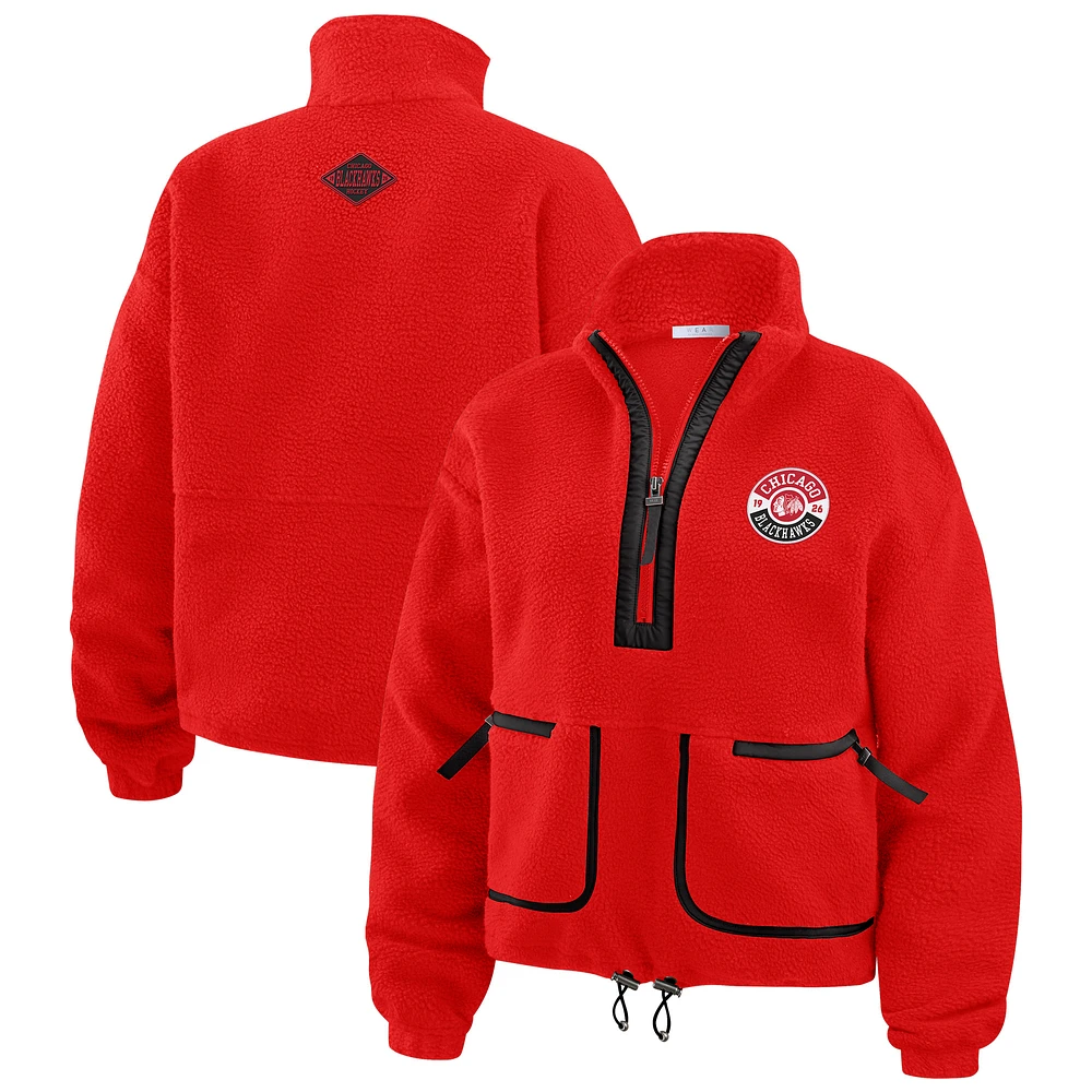 Women's WEAR by Erin Andrews  Red Chicago Blackhawks Polar Fleece Half-Zip Jacket