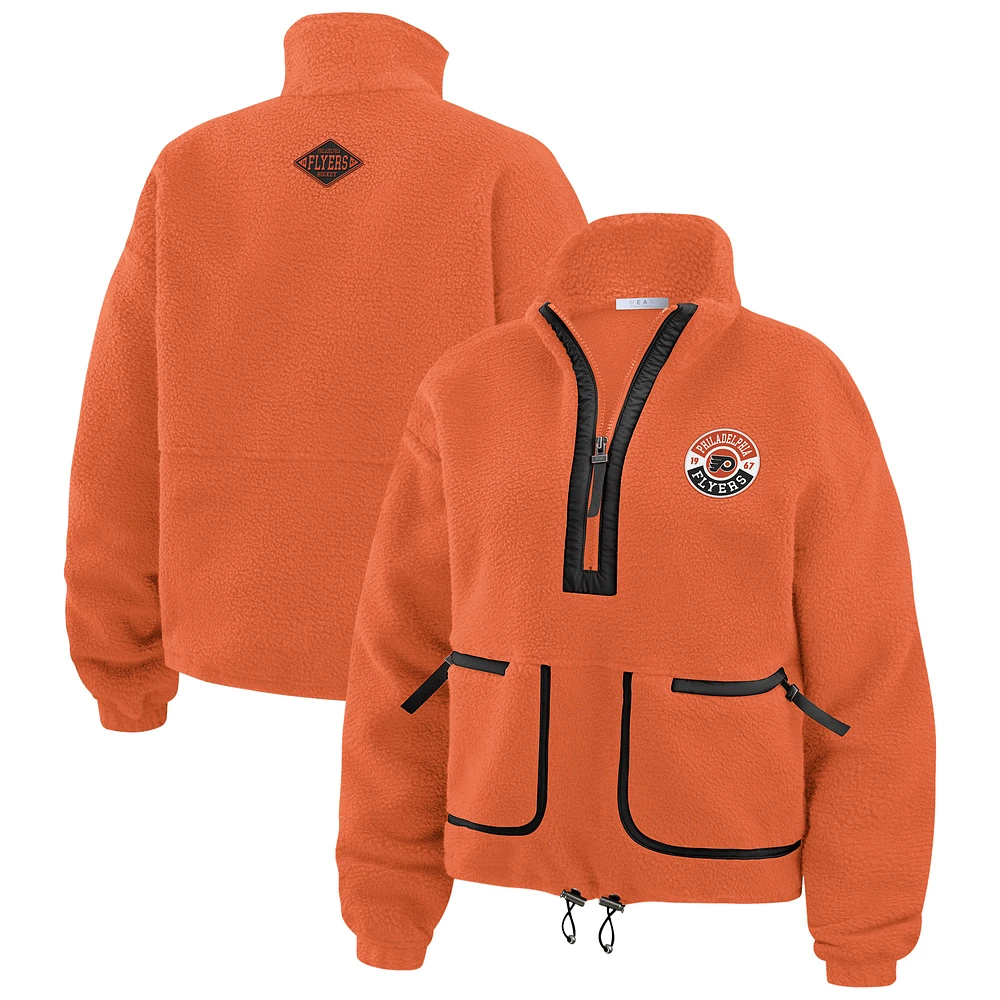 Women's WEAR by Erin Andrews  Orange Philadelphia Flyers Polar Fleece Half-Zip Jacket