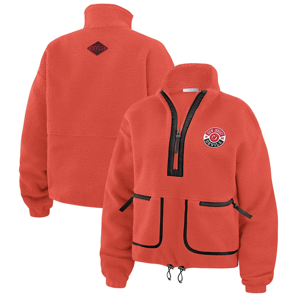 Women's WEAR by Erin Andrews  Red New Jersey Devils Polar Fleece Half-Zip Jacket