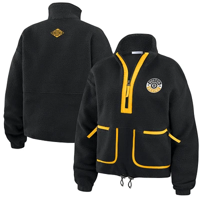 Women's WEAR by Erin Andrews  Black Boston Bruins Polar Fleece Half-Zip Jacket