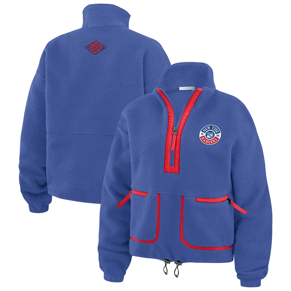 Women's WEAR by Erin Andrews  Blue New York Rangers Polar Fleece Half-Zip Jacket